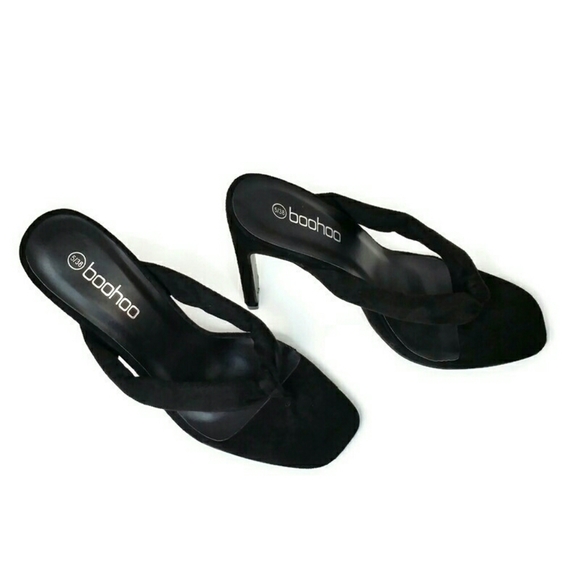 Boohoo Open Toe Post Thong Slim Heel Mule Sandals - Picture 8 of 10